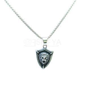 feral-lion-face-silver-pendant-with-chain-waterproof