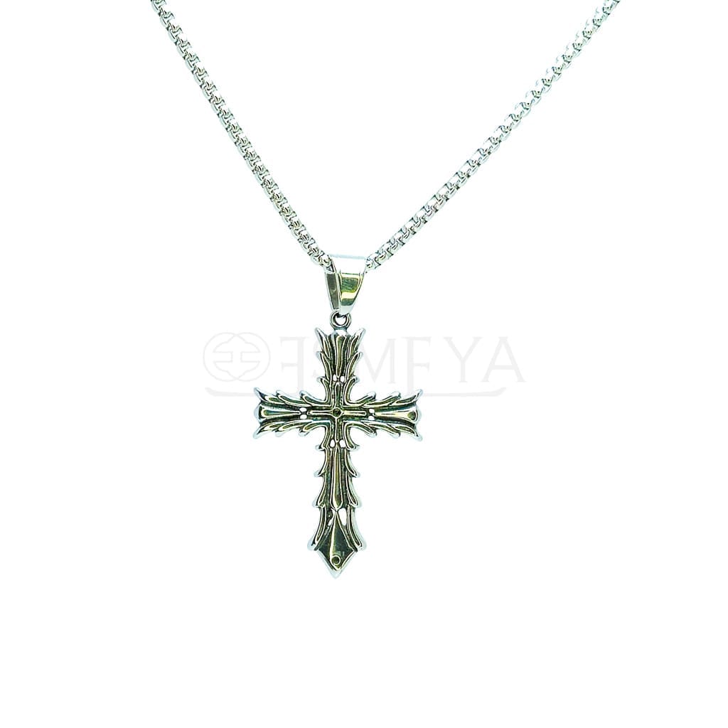 orion-cross-silver-pendant-with-chain-gold-plated-waterproof