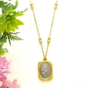 Rose-Tag-Gold-Plated-Necklace-waterproof