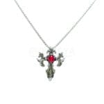 turbo-red-gemstone-studded-silver-pendant-with-chain-waterproof