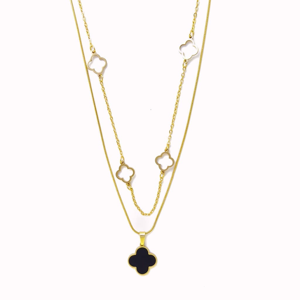 Christine-Double-Layer-Clover-18k-gold-plated-Necklace-waterproof-2