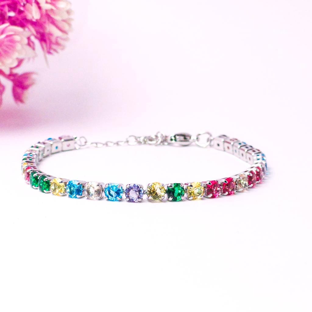 Gems-Multicolor-Tennis-Bracelet-1-by-esmeya-waterproof