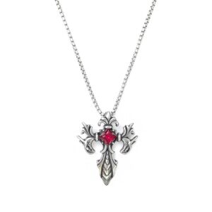 turbo-red-gemstone-silver-pendant-with-chain-for-men-1-waterproof