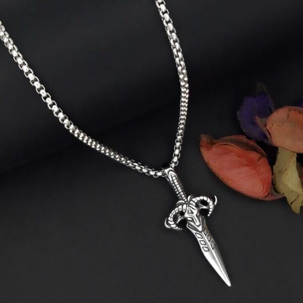 valyrian-steel-dagger-silver-pendant-with-chain-for-men-2-by-esmeya-waterproof