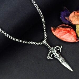 valyrian-steel-dagger-silver-pendant-with-chain-for-men-3-by-esmeya-waterproof