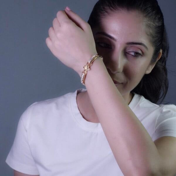 autumn-clover-gemstone-gold-plated-bracelet-f-2-waterproof